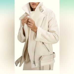 Light colored faux Shearing women/men jacket coat, size 6 or 8.
